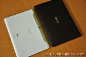 Samsung Galaxy Tab 10.1 and Asus Eee Pad Transformer size comparison