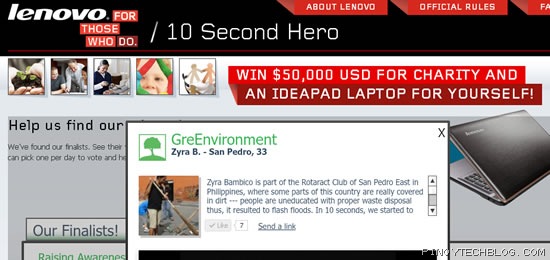 Lenovo 10 Second Hero contest