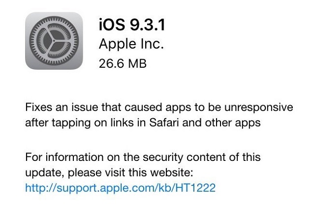Apple iOS 9.3.1