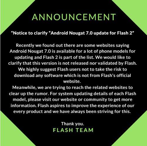 Flash 2 Nougat Update